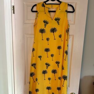 MISSLOOK Yellow Palm Tree Print Sleeveless Dress